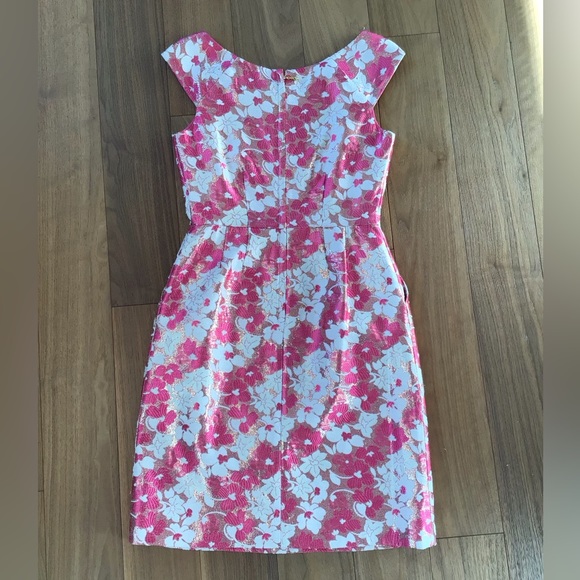 Kate Spade - Pink Metallic Floral Dress - 2 - Picture 3 of 6